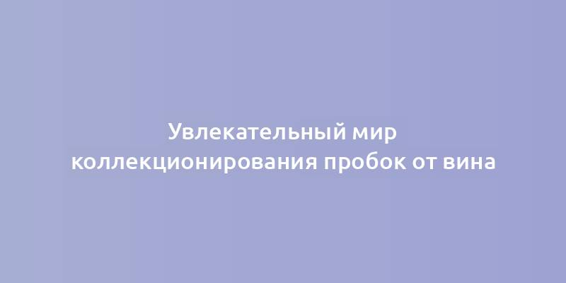 Увлекательный мир коллекционирования пробок от вина