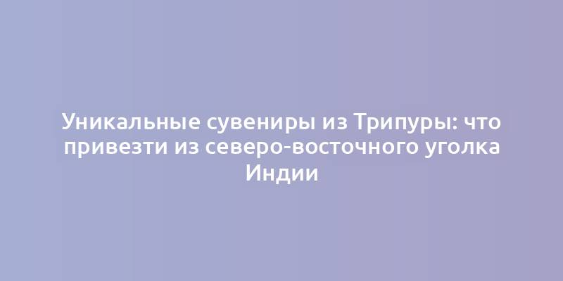 Уникальные сувениры из Трипуры: что привезти из северо-восточного уголка Индии