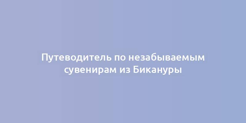 Путеводитель по незабываемым сувенирам из Бикануры